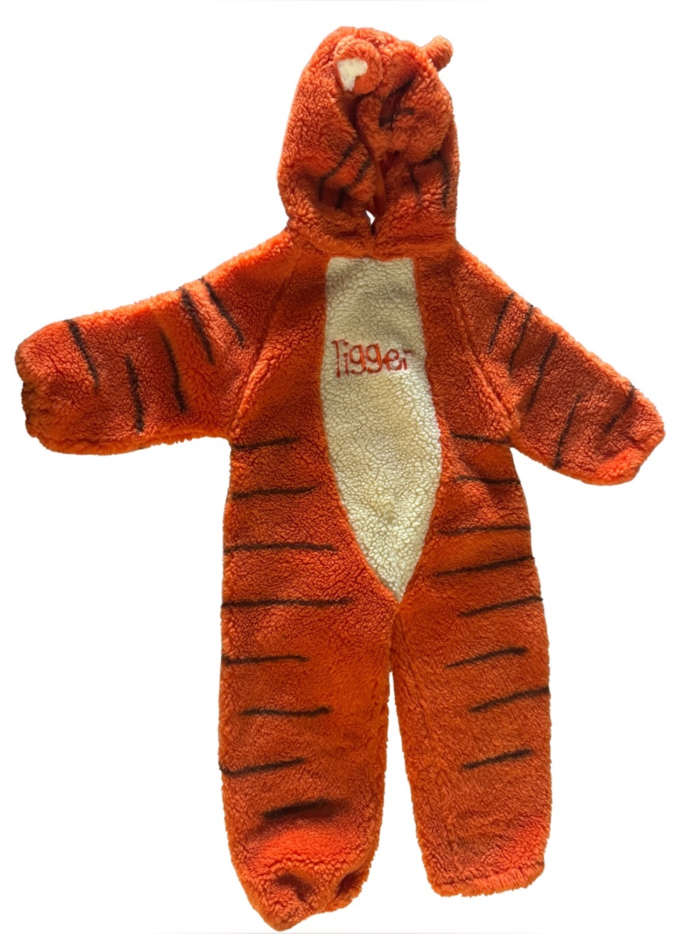 Vintage Disney Orange Tigger Plush Hooded One-Piece Costume 4-6T